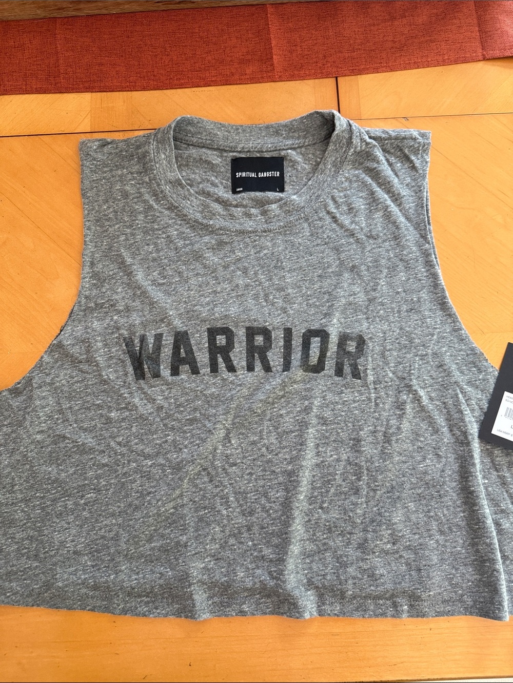 Spiritual Gangster Gray 'WARRIOR' Cropped Muscle Tank